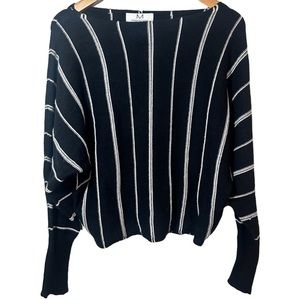 Magaschoni Dolman Sleeve Black & White Striped Sweater Size Medium